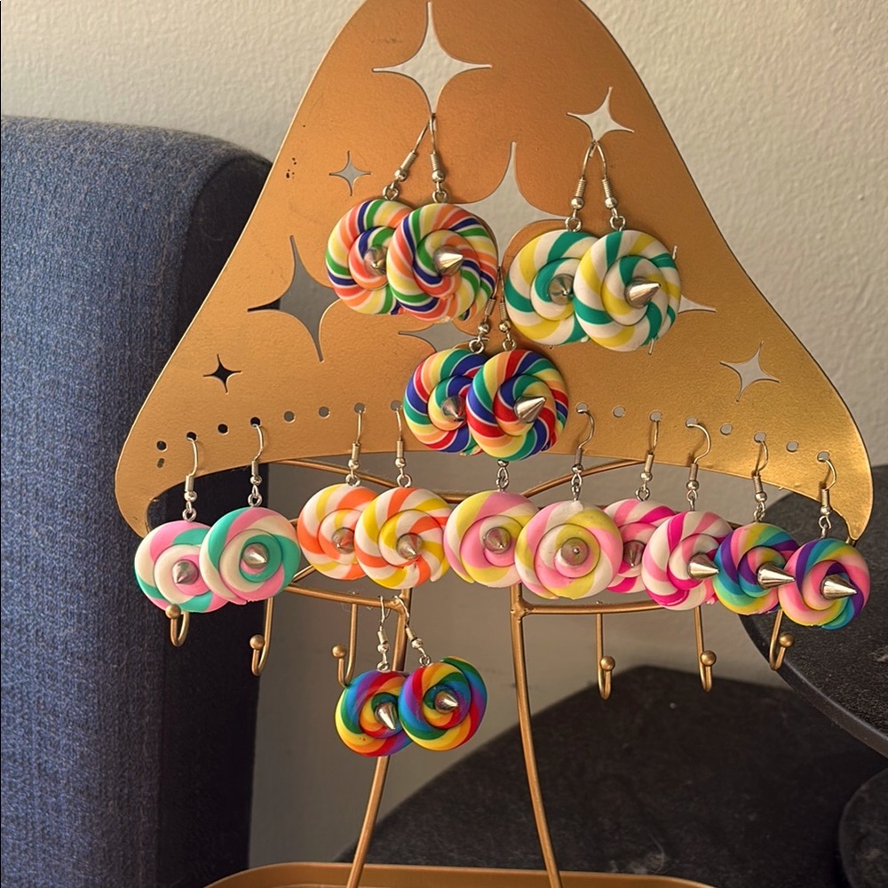 Colorful Spiked Swirl Earrings